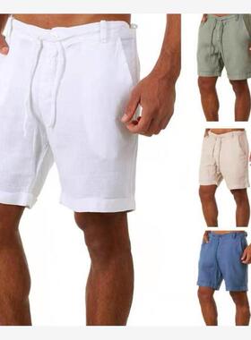summer shorts for men casual pants棉麻纯色运动裤男短裤休闲裤