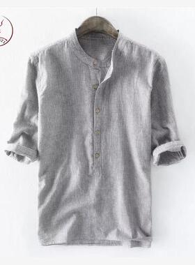 shirts for men man shirt 五分袖男宽松 港风 痞帅条纹衬衫男 4X