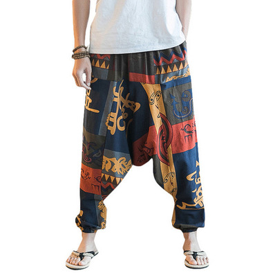 Hip Hop Aladdin Hmong Baggy Cotton Linen Harem Pants Men 裤