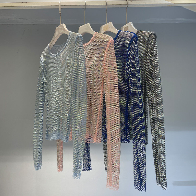 clotheswomen透视镶钻镂