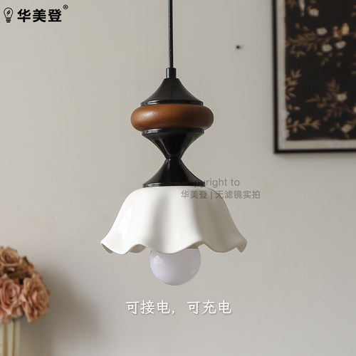 法式中古玄关小吊灯高级感复古卧室床头吊灯升降餐厅吧台灯免布线