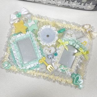 蓝黄蕾丝丝带痛扎板成品痛包装 饰 饰吧唧托小卡二次元 风懒人谷美装