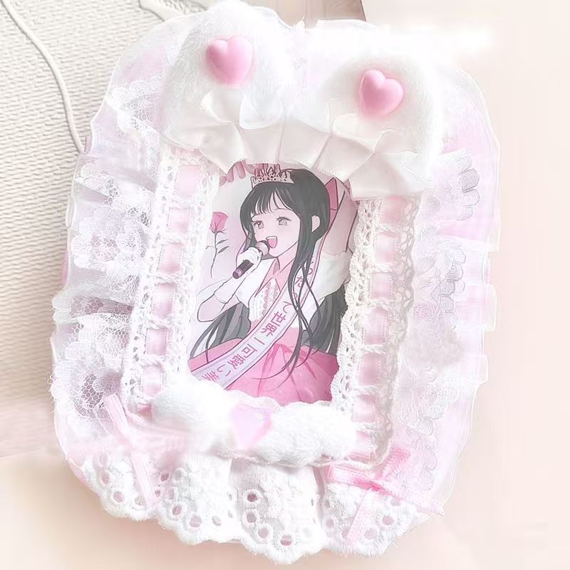 粉色花边ins卡套手作成品谷美
