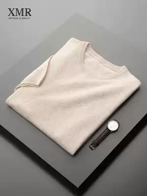 Short-sleeved cashmere sweater men's round neck spring and autumn thin inboard sweater winter half-sleeve T-shirt wool sweater