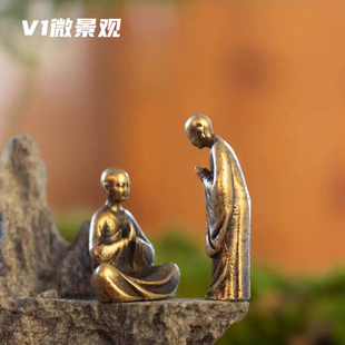 行礼僧小沙弥和尚佛陀禅意装饰品微景观假山水陆缸枯山水造景摆件