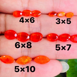 天然原石火欧泊裸石戒面刻面切割椭圆马眼3*5-6*8MM镶嵌空托戒指