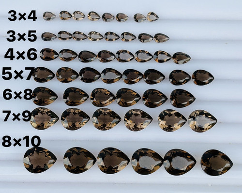 天然半宝石茶晶烟晶裸石戒面水滴3*4-8*10MM镶嵌配石空托戒指耳钉