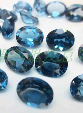 新品天然vvs伦敦蓝托帕石裸石戒面5*7MM6*8MM7*9MM镶嵌空托戒指