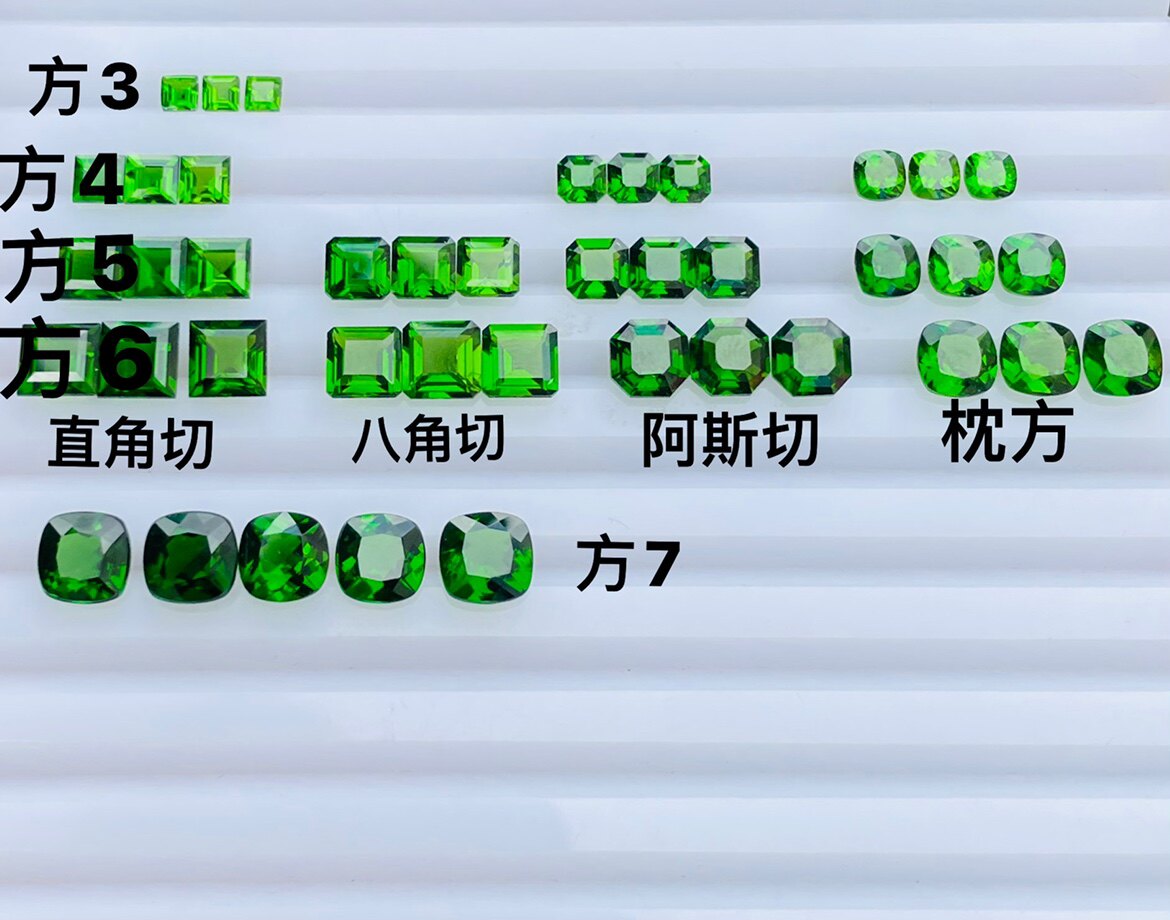 天然戒面透辉石正方裸石图片