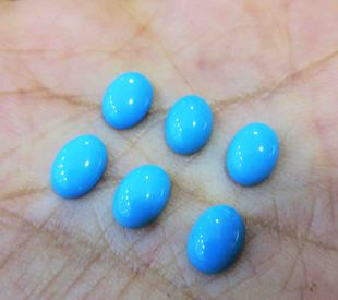 配石天然原矿绿松石蓝松石睡美人高瓷高蓝戒指戒面裸石5 7mm