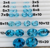 20mm镶嵌配石 天然原矿水晶VVS瑞士蓝托帕石裸石戒面椭圆型3