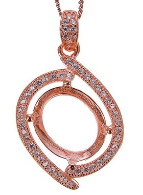 diy宝石裸石琥珀蜜蜡项坠空托