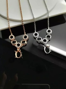 diy宝石裸石琥珀蜜蜡项坠空托