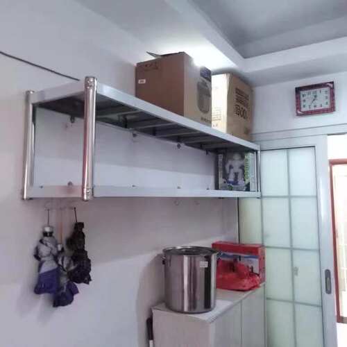 厨房不锈钢上墙置物架2三层壁挂式收纳架奶茶店上吊架酒店展示架 - 封面