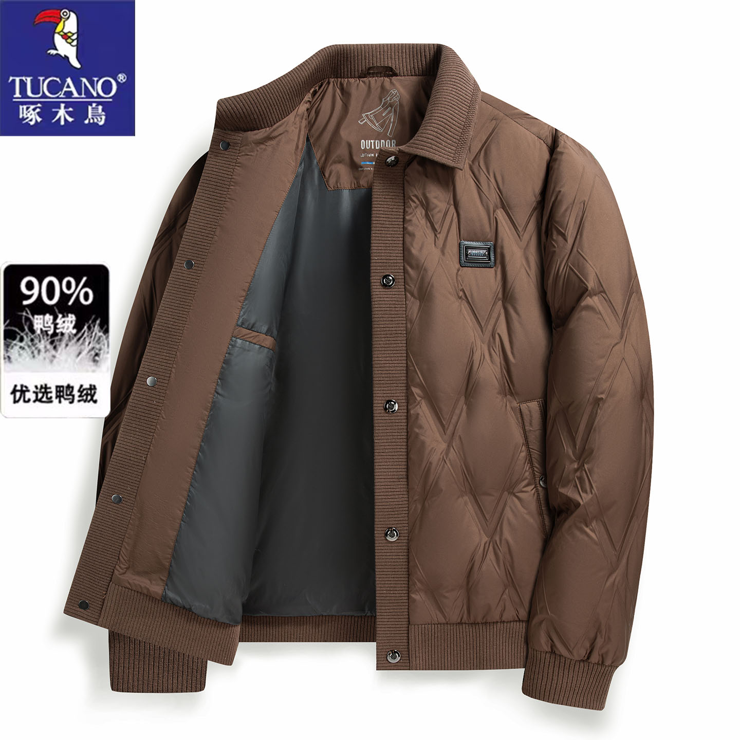 啄木鸟中年男士羽绒服冬季翻领夹克外套上衣休闲商务轻薄爸爸装