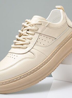 工装男23062厚底2025休闲板鞋百搭英伦风鞋皮鞋圆头男士真皮运动