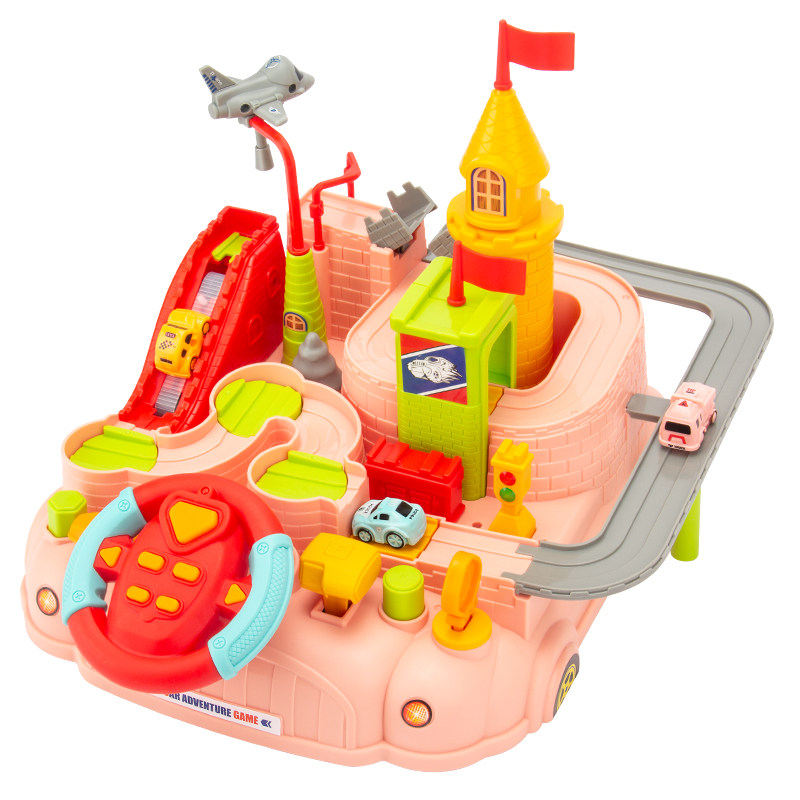 YU SHI XING CAR ADVENTURE CHILDRENS EDUCATIONAL FUN ADVENTURE TOY STEERING WHEEL MANUAL CONTROL COMPETITIVE RAIL CAR