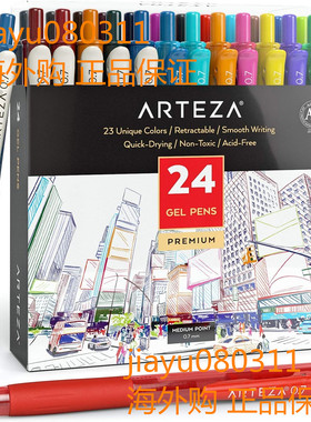 Arteza Colored Gel Pens, Pack of 24, 10 Vintage and 14 Vibra