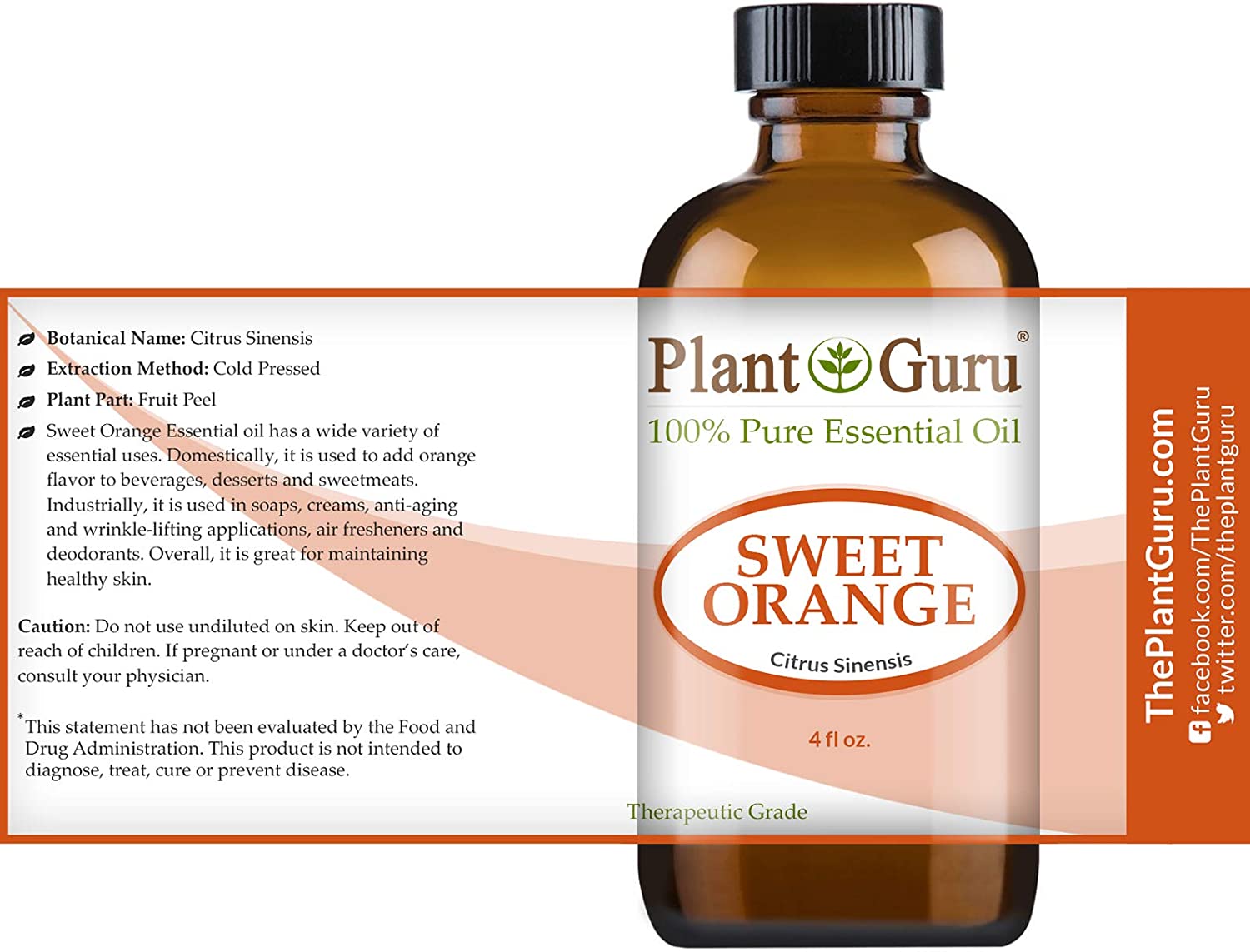美国Plant Guru Sweet Orange Essential Oil 4 oz