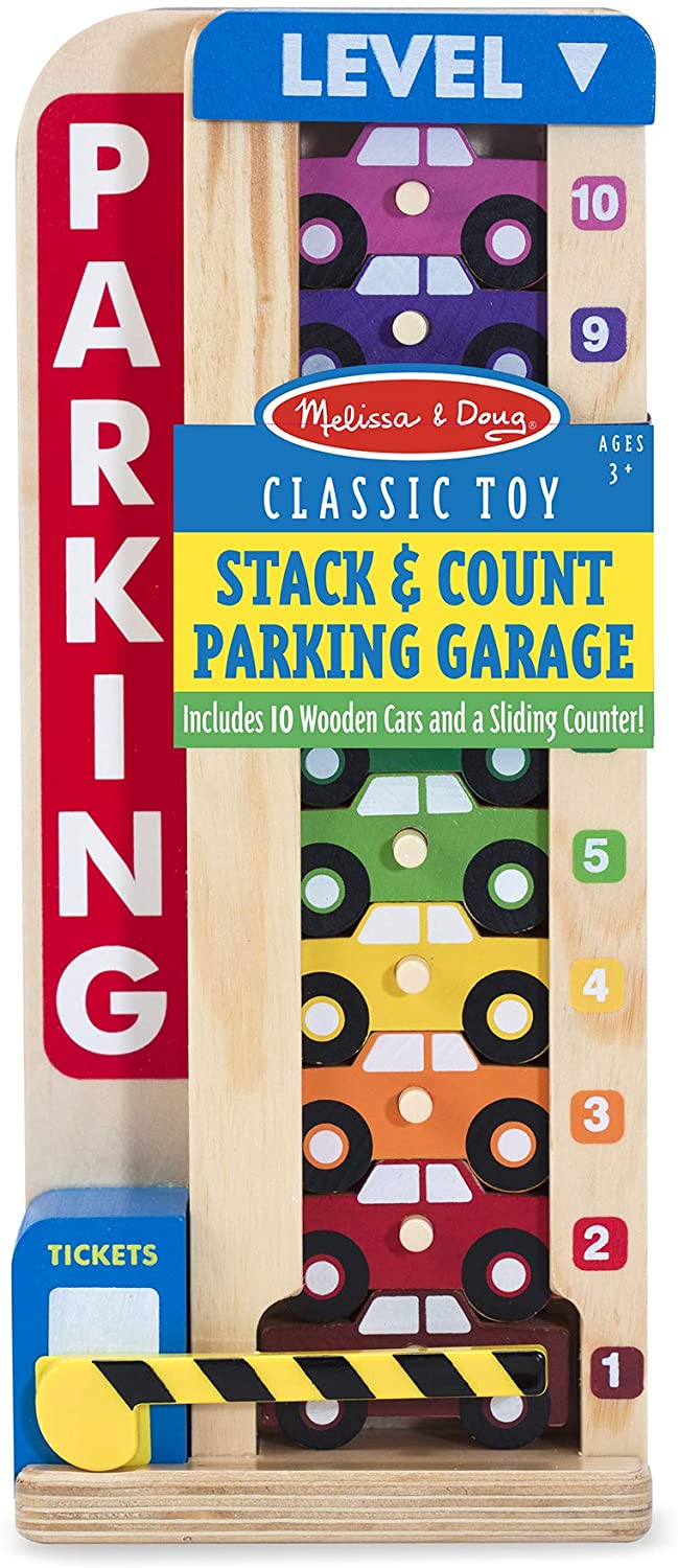 Melissa & Doug Stack & Count Wooden Parking Garage With 10 C