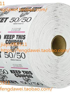 美国White 50/50 Raffle Tickets : roll of 1000 抽奖券白色