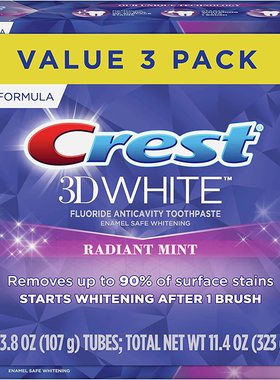 Crest 3D White Toothpaste Radiant Mint, 3.8 Oz (Pack of 3)