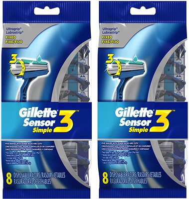 Gillette Sensor3 Simple Men’s Disposable Razors, 16 Count