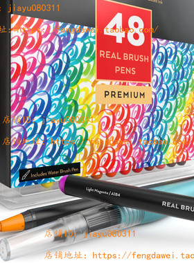 Arteza Real Brush Pens, 48 Colors for Watercolor Painting