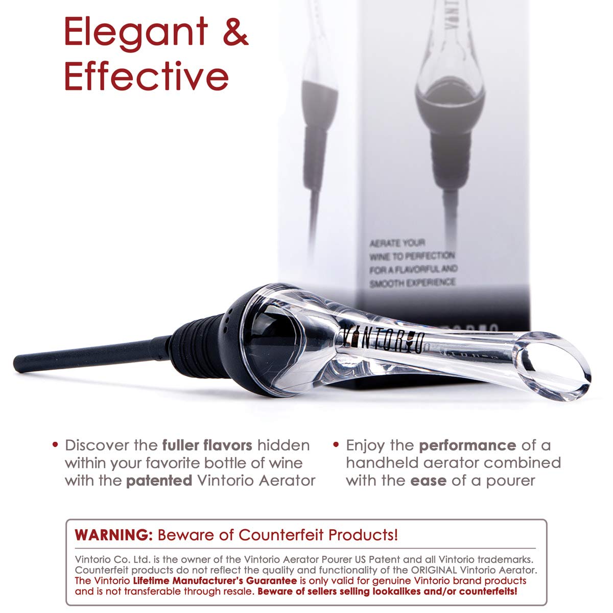 美国Vintorio Wine Aerator Pourer and Decanter Spout (Black)