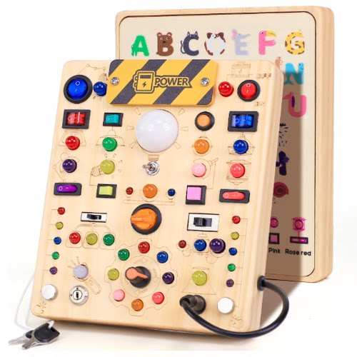 iHarPro Busy Board with 19 LED Light Switches, Montessori