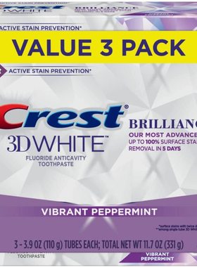 Crest 3D White Brilliance Toothpaste, Vibrant Peppermint 3pc