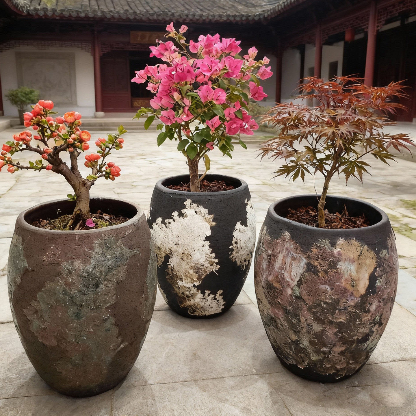 侘寂风粗陶圆口大口径花盆