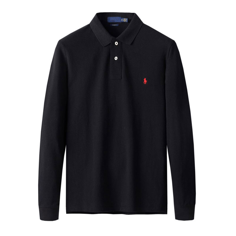 thumbnail for Lapel Paul polo shirt men's long sleeve pure cotton embroidery casual top short sleeve summer solid color loose men's business