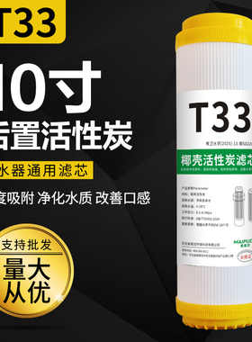 净水器后置椰壳活性炭滤芯平压10寸家用RO反渗透纯水机过滤器T33