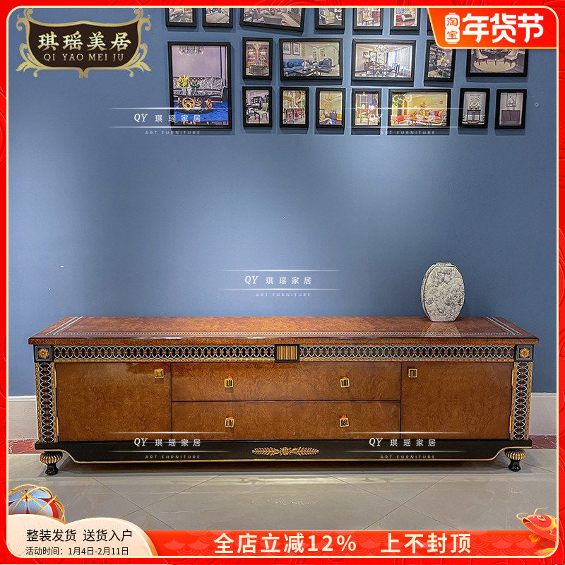 琪瑶美居法式古典奢华电视柜欧式实木拼花地柜别墅客厅艺术矮柜