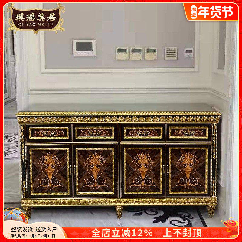 法式复古艺术手绘装饰柜欧式奢华实木雕刻金箔玄关柜美式餐边柜,住宅家具,餐边柜,淘宝优惠券,粉丝福利购,淘宝优惠卷