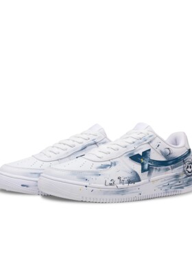 蜂鸟定制球鞋 XTEP 潮流百搭 舒适 小恶魔 低帮 板鞋 白蓝色