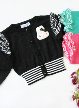 儿童女童贝蕾地可爱小兔长袖全棉亲肤柔软毛衣开衫外套15159