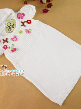 儿童装女童春秋装贝蕾地手钩花朵纯棉亲肤软带帽裙衣95178白