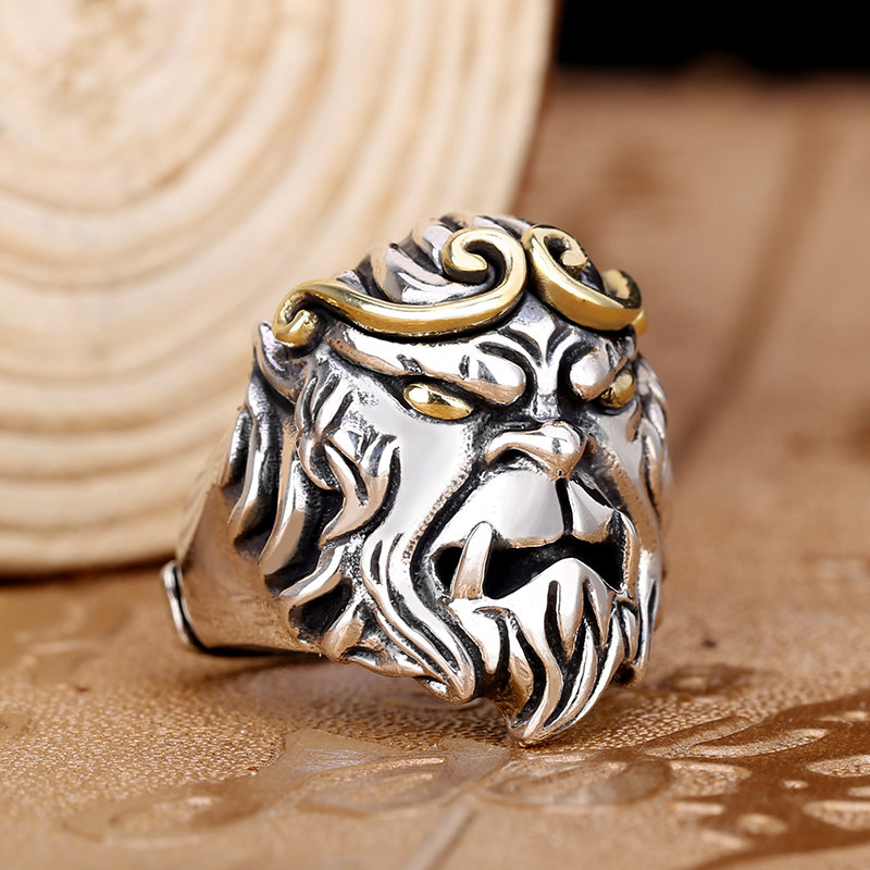 镂心银饰 孙悟空纯银戒指紧箍咒男士戒指 愤怒的齐天大圣斗战胜佛