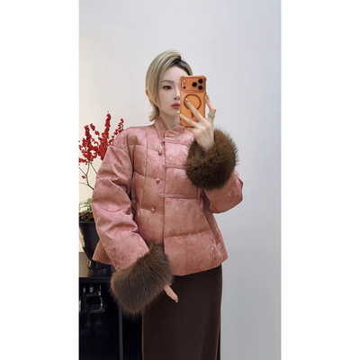 红色本命年气质新中式羽绒服外套