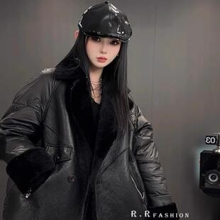 拼接皮毛一体羽绒服女2026秋冬新款 毛领皮草外套长袖 女装 现货