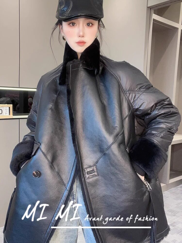 【现货】毛领皮草外套长袖拼接皮毛一体羽绒服女2026秋冬新款女装