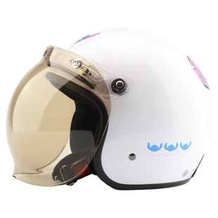 台湾EVO史迪奇白色电动摩托车头盔安全帽男女防晒紫外线保暖冬季