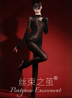 胸腿无缝高叉连体丝袜衣5D油光亮912针马油全包紧身性感男女同款