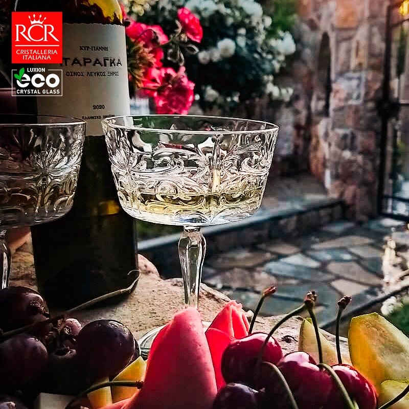 意大利进口rcr浅碟香槟杯高颜值宽口复古水晶杯高脚杯起泡酒ins风
