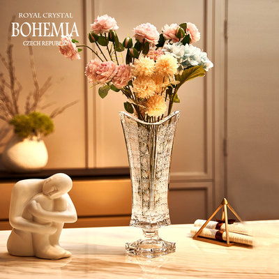 新品捷克BOHEMIA进口水晶玻璃花瓶手工车料花瓶欧式轻奢装饰摆件