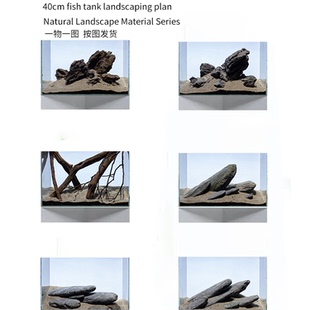鱼缸造景素材组合40cm草缸原生溪流南美青龙石松皮石沉木小缸套餐