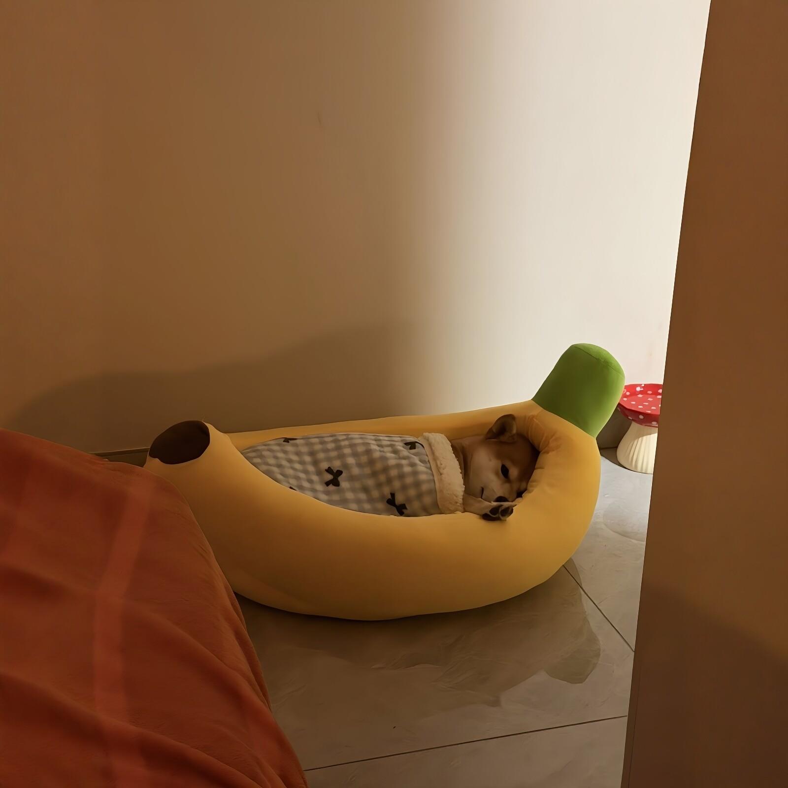 香蕉船狗窝超大号柴犬狗窝半封闭式可拆洗保暖宠物窝睡垫四季通用
