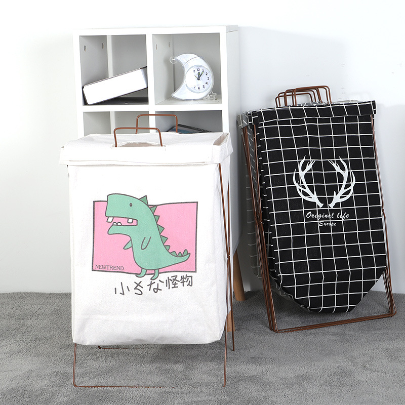 北欧简约布艺脏衣服收纳筐超大号卧室可折叠框防水家用脏衣篮篓桶